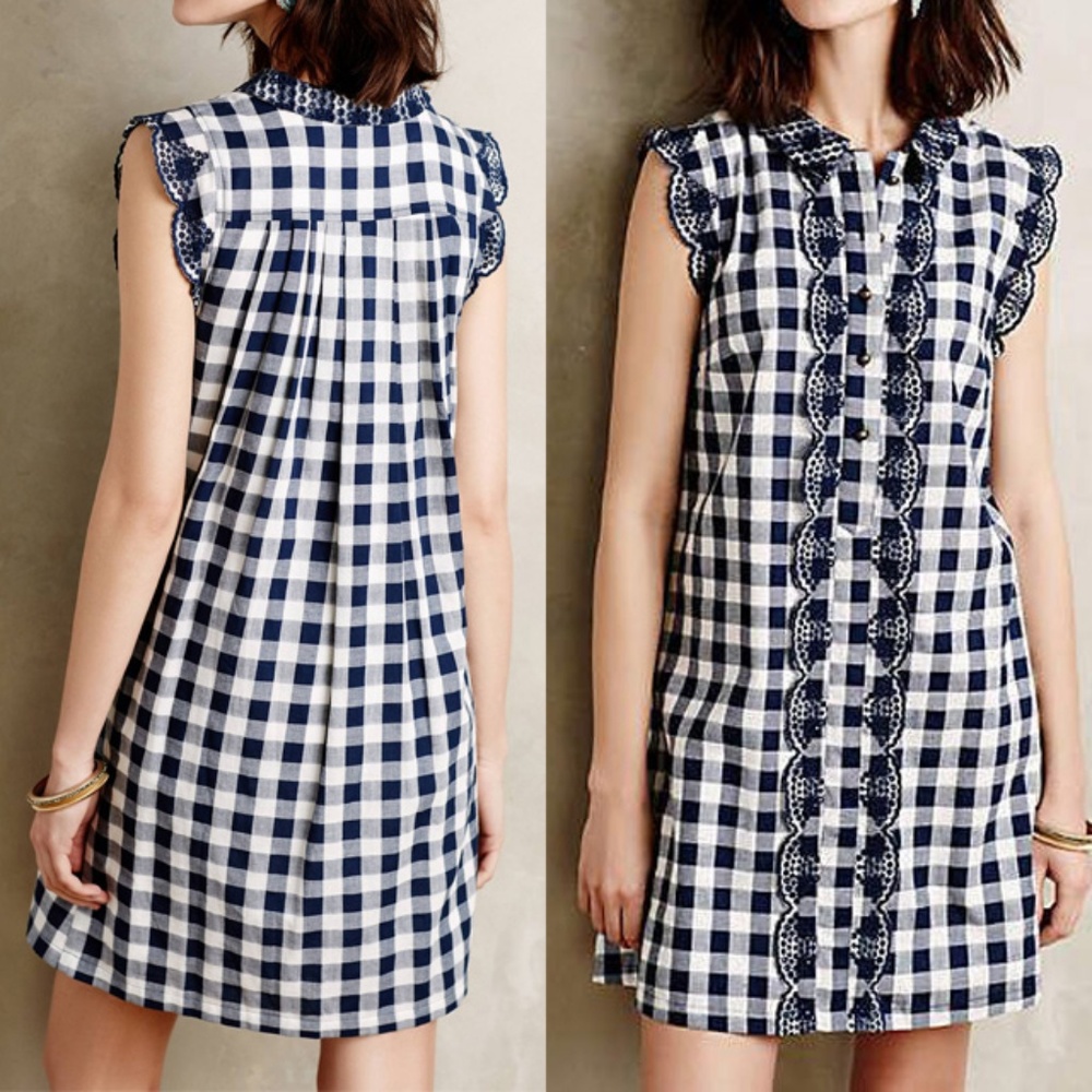 NWT Dear Creature Anthropologie Gingham Mini Dress - Picture 2 of 7